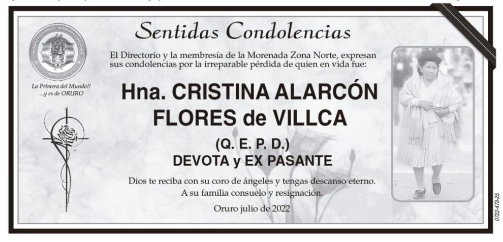 Cristina Alarcón Flores obituario
