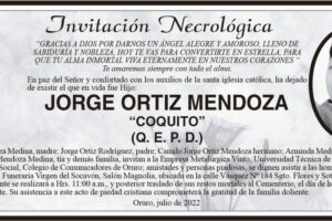 Invitación Necrológica de Jorge Ortiz Mendoza