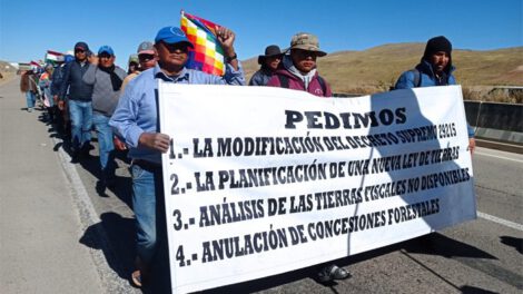 Marcha por tierras en La Paz