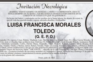 Invitación Necrológica de Luisa Francisca Morales Toledo
