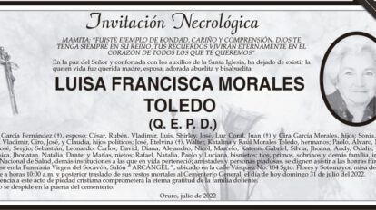 Invitación Necrológica de Luisa Francisca Morales Toledo