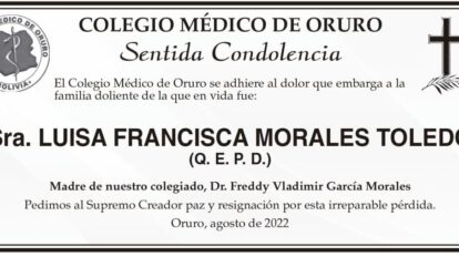 Sentida Condolencia por Luisa Francisca Morales Toledo