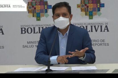 El ministro de Salud, Jeyson Auza durante una conferencia de prensa sobre la viruela del mono