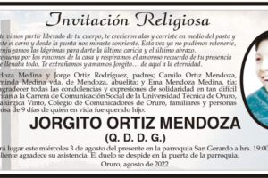 Obituario de Jorgito Ortiz Mendoza