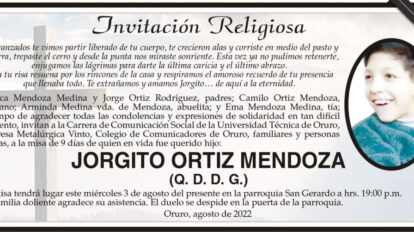 Obituario de Jorgito Ortiz Mendoza