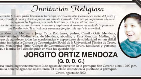 Obituario de Jorgito Ortiz Mendoza