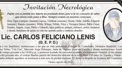 Invitación Necrológica Lic. Carlos Feliciano Lenis