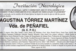 Invitación necrológica de Agustina Tórrez Martínez