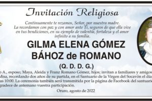 Invitación Religiosa: Gilma Elena Gómez Bához de Romano