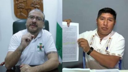 Rómulo Calvo y el diputado Hernán Hinojosa en el Palacio de Justicia
