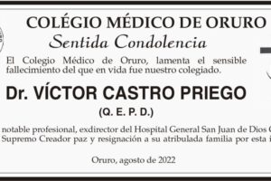 Condolencias por el fallecimiento del Dr. Víctor Castro Priego