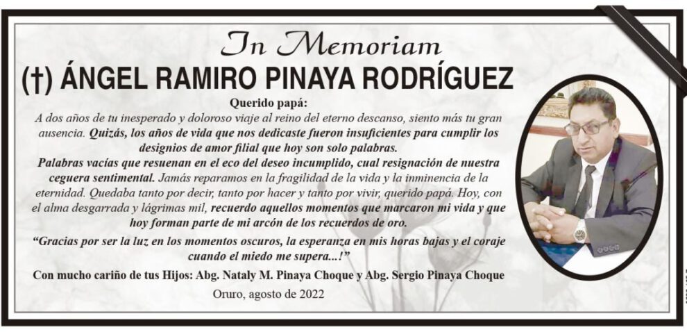 In Memoriam: Ángel Ramiro Pinaya Rodríguez