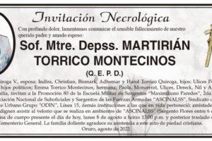 Invitación Necrológica Sof. Mtre. Depss. MARTIRIÁN TORRICO MONTECINOS