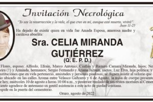 Invitación necrológica de Celia Miranda Gutiérrez