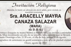 Invitación Religiosa: Aracelly Mayra Canaza Salazar