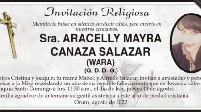 Invitación Religiosa: Aracelly Mayra Canaza Salazar