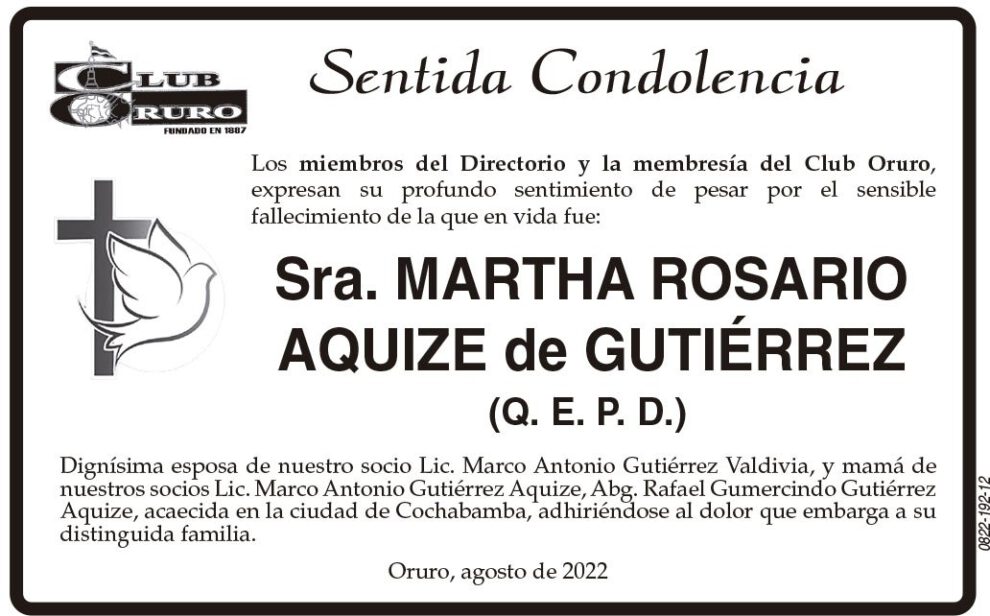 Martha Rosario Aquize de Gutiérrez Q. E. P. D.