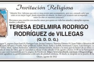 Invitación Religiosa: Teresa Edelimira Rodrigo Rodríguez
