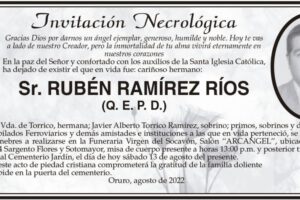 Invitación Necrológica: Sr. RUBÉN RAMÍREZ RÍOS