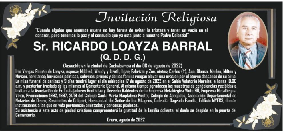 Obituario de Ricardo Loayza Barral