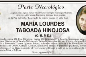 Necrológico de María Lourdes Taboada Hinojosa