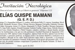 Invitación Necrológica: Elías Quispe Mamani