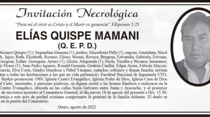 Invitación Necrológica: Elías Quispe Mamani