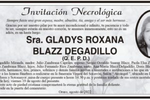 Invitación Necrológica: Gladys Roxana Blazz Degadillo
