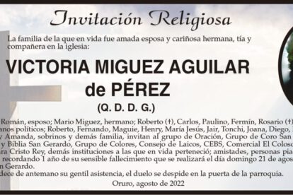 Invitación Religiosa para Victoria Miguez Aguilar