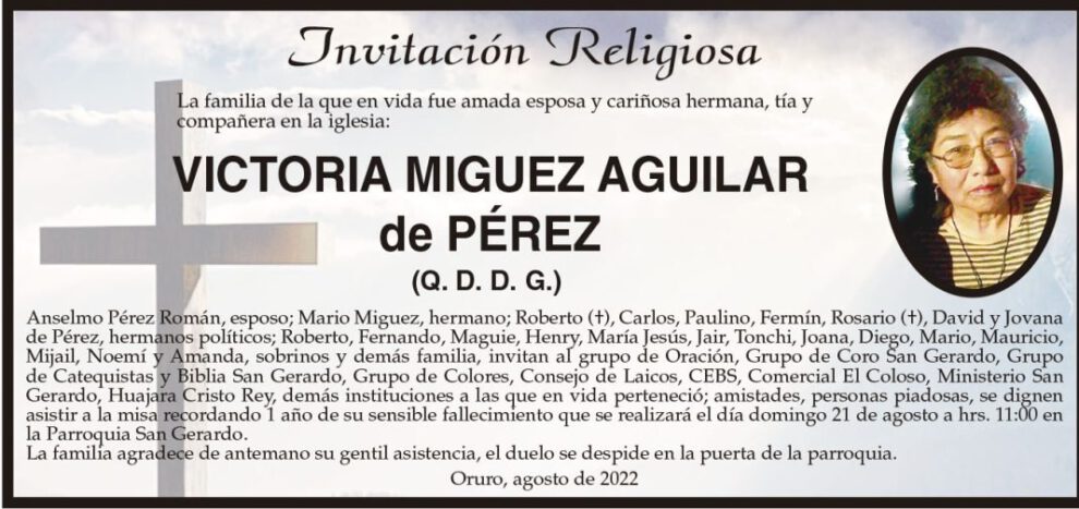 Invitación Religiosa para Victoria Miguez Aguilar