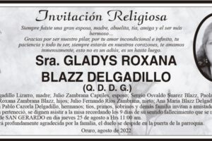 Invitación Religiosa para Gladys Roxana Blazz Delgadillo