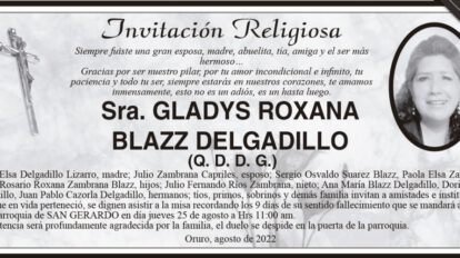 Invitación Religiosa para Gladys Roxana Blazz Delgadillo