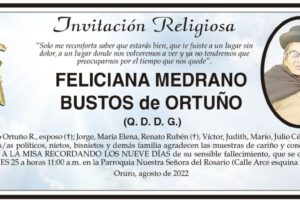 Invitación Religiosa para FELICIANA MEDRANO BUSTOS de ORTUÑO