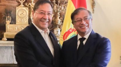 El Presidente Luis Arce junto a su homólogo de Colombia Gustavo Petro apoyando a Cristina Fernández