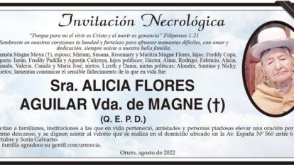 Invitación Necrológica de Alicia Flores Aguilar