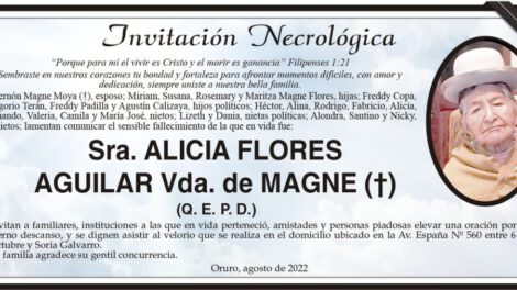 Invitación Necrológica de Alicia Flores Aguilar