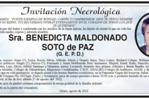 Invitación Necrológica de Benedicta Maldonado Soto