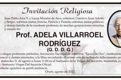 Prof. Adela Villarroel Rodríguez Misa recordatoria