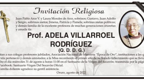 Prof. Adela Villarroel Rodríguez Misa recordatoria