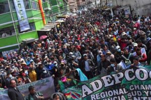 Concentración de Adepcoca en La Paz