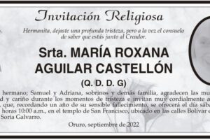 Invitación Religiosa para María Roxana Aguilar Castellón