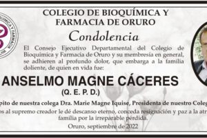 Condolencia por Anselmo Magne Cáceres