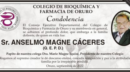 Condolencia por Anselmo Magne Cáceres