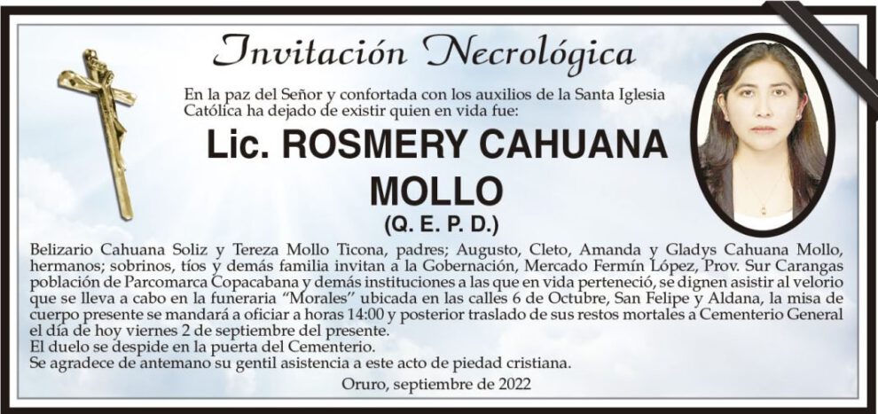 Lic. Rosmery Cahuana Mollo Q. E. P. D.