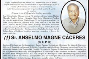 Invitación necrológica para Anselmo Magne Cáceres