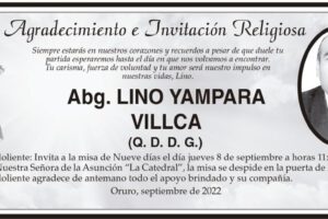 Agradecimiento e Invitación Religiosa por Lino Yampara Villca