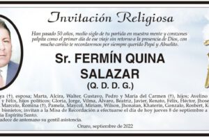 Invitación Religiosa para Fermín Quina Salazar