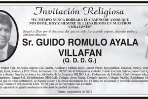 Invitación Religiosa para Guido Romulo Ayala Villafan