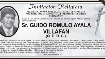 Invitación Religiosa para Guido Romulo Ayala Villafan