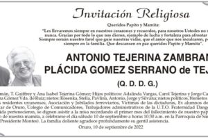 Obituarios de Antonio Tejerina Zambrana Plácida Gomez Serrano
